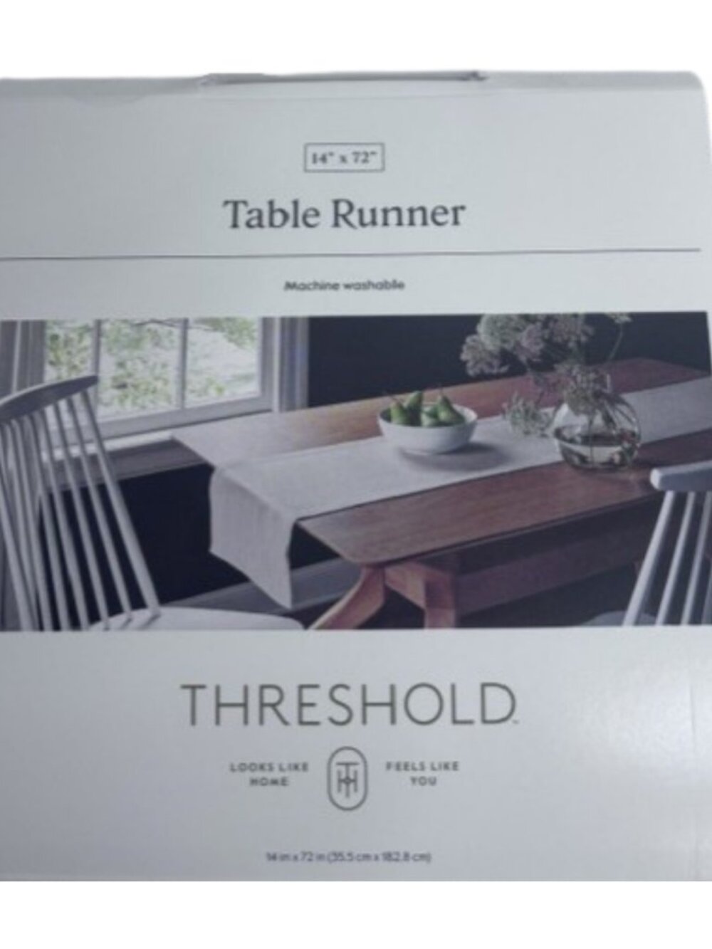 Threshold 72" x 14" Cotton Solid Table Runner Off White NWT